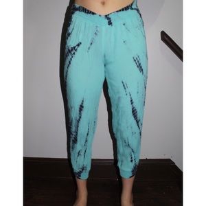 Blue tie dye loose hippie pants